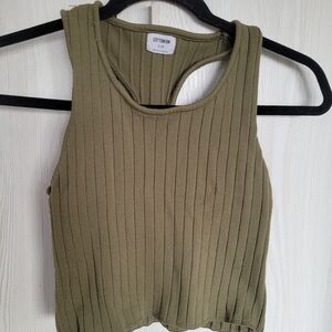 Cotton On Olive Green Ribbed Tank Top